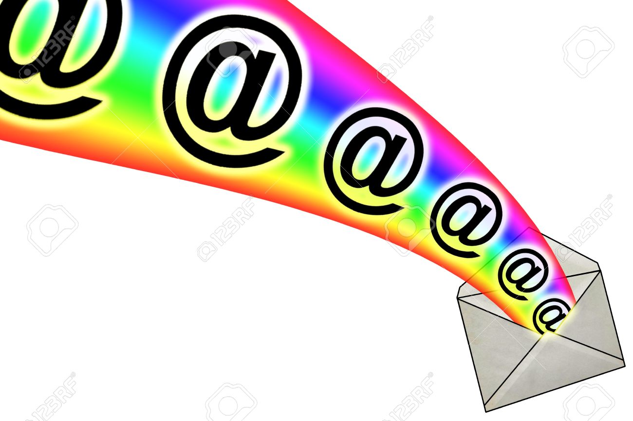 13285544-3D-E-Mail-Signs-in-Rainbow-from-Envelope-Stock-Photo