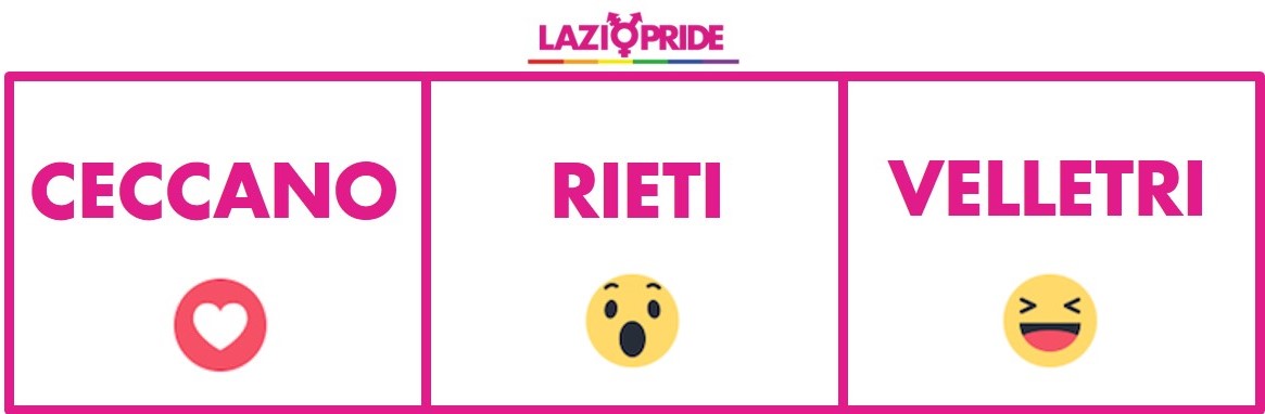 Lazio Pride: partono le votazioni sui social per le tre candidature di Ceccano, Rieti e Velletri
